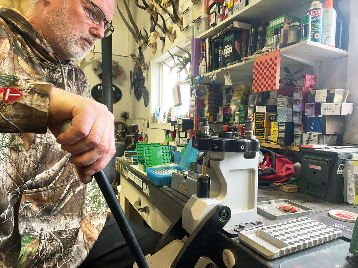 Turning a batch of 6.5 Grendel cases into 28 York brass was a simple, one-step process. A single pass through a properly adjusting Redding Type S Bushing die produced ready-to-load 28 York cases.